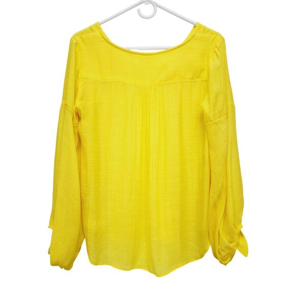 Maeve By Anthropologie Womens Yellow V-Neck Blouse With Bow Sleeves Size Small - Picture 2 of 12